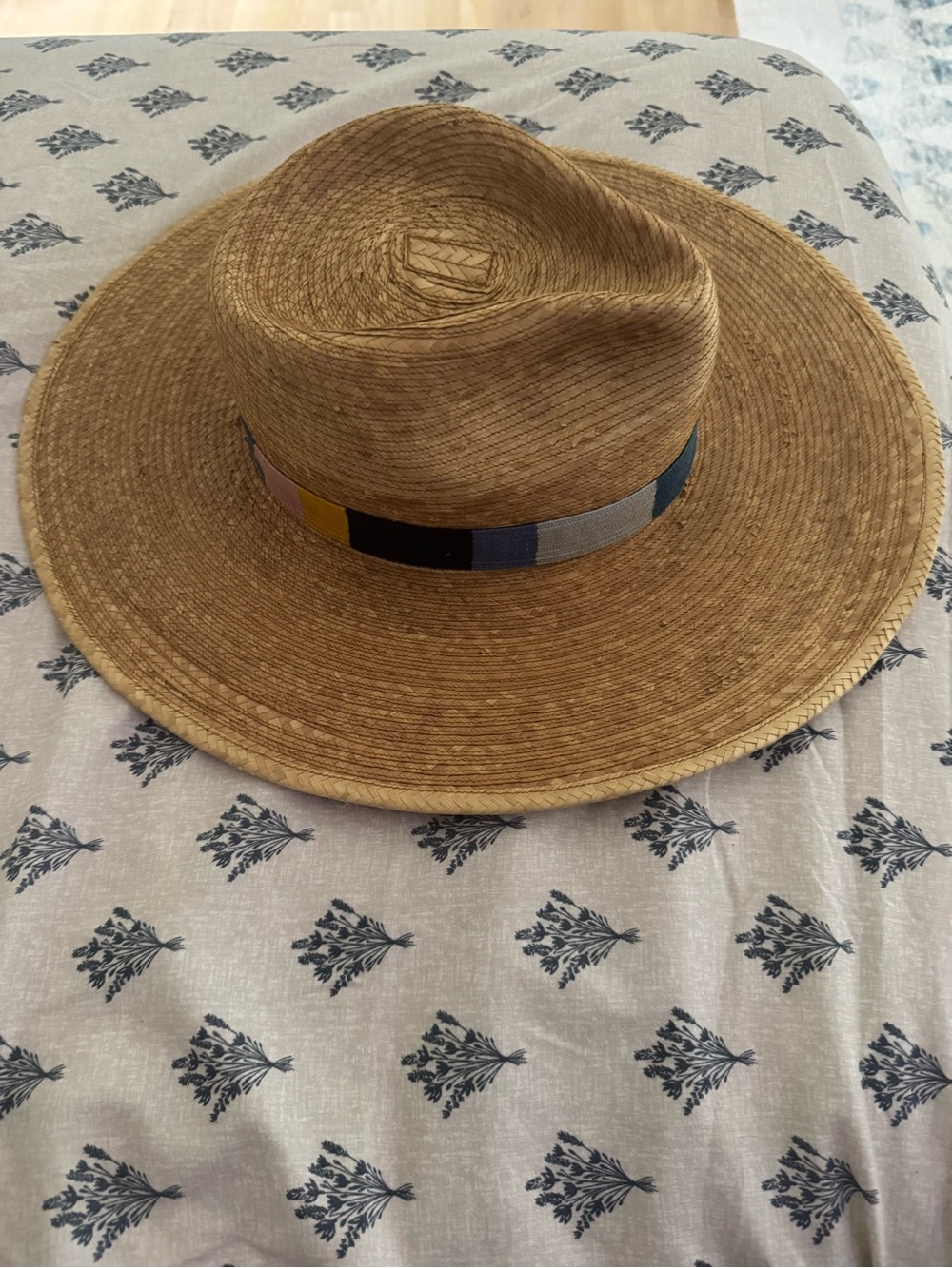 Handwoven Straw Sun Hat with Multicolor Embroidered Band - Picture 8 of 8